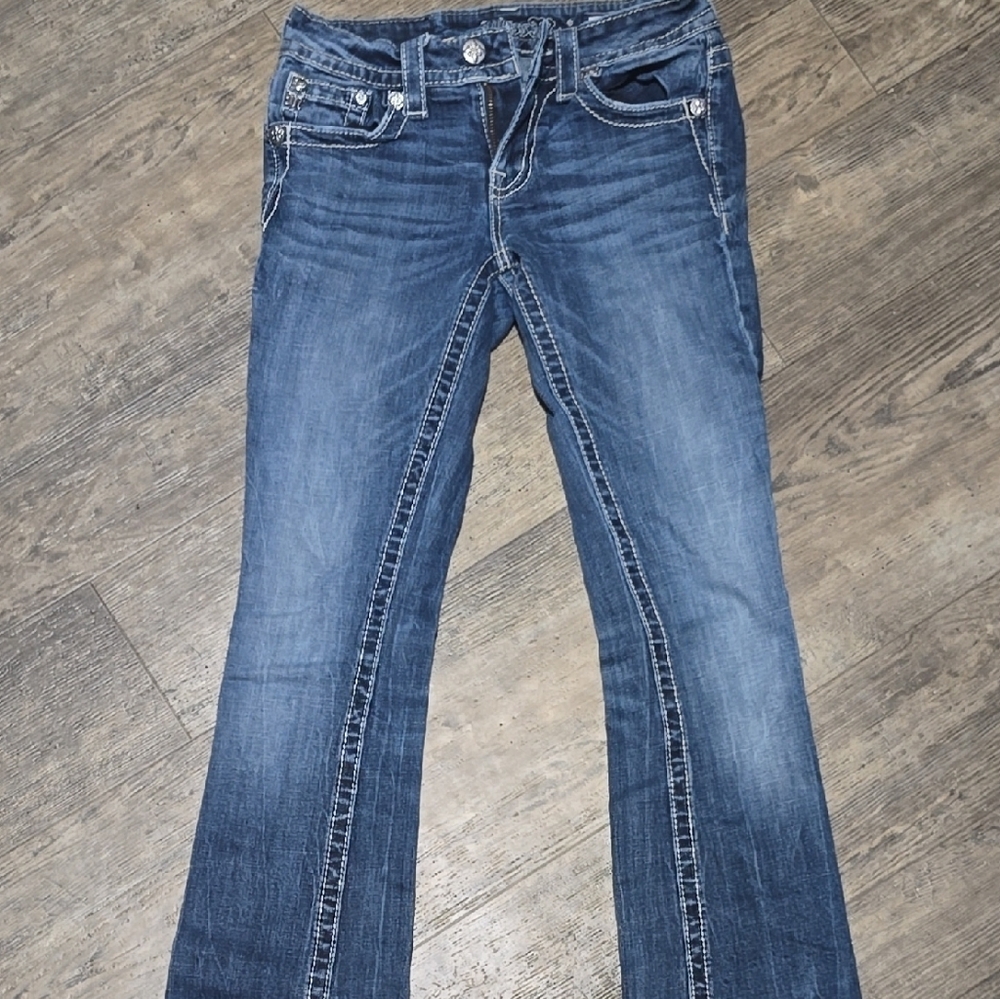 Miss Me Blue Bootcut Jeans with Contrast Panel